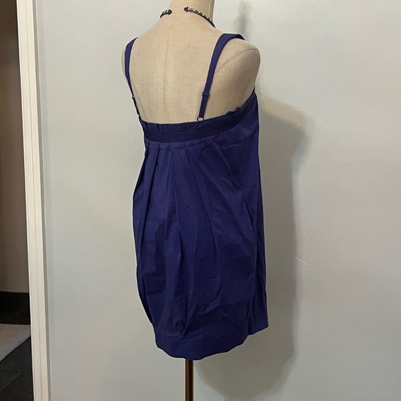 BCBGMAXAZRIA Purple Bubble-Hem Pleated Babydoll Mini Dress, Adj. Straps Size S - Picture 4 of 8